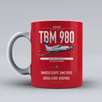 Thumbnail for Daher TBM 980 design on red ceramic mug, double-side print