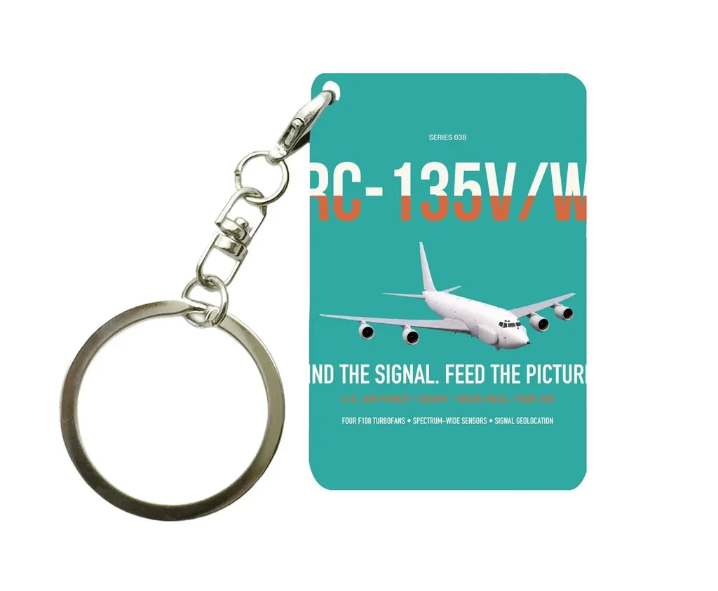 RC-135V W Rivet Joint design on turquoise designed key chain, double-side print