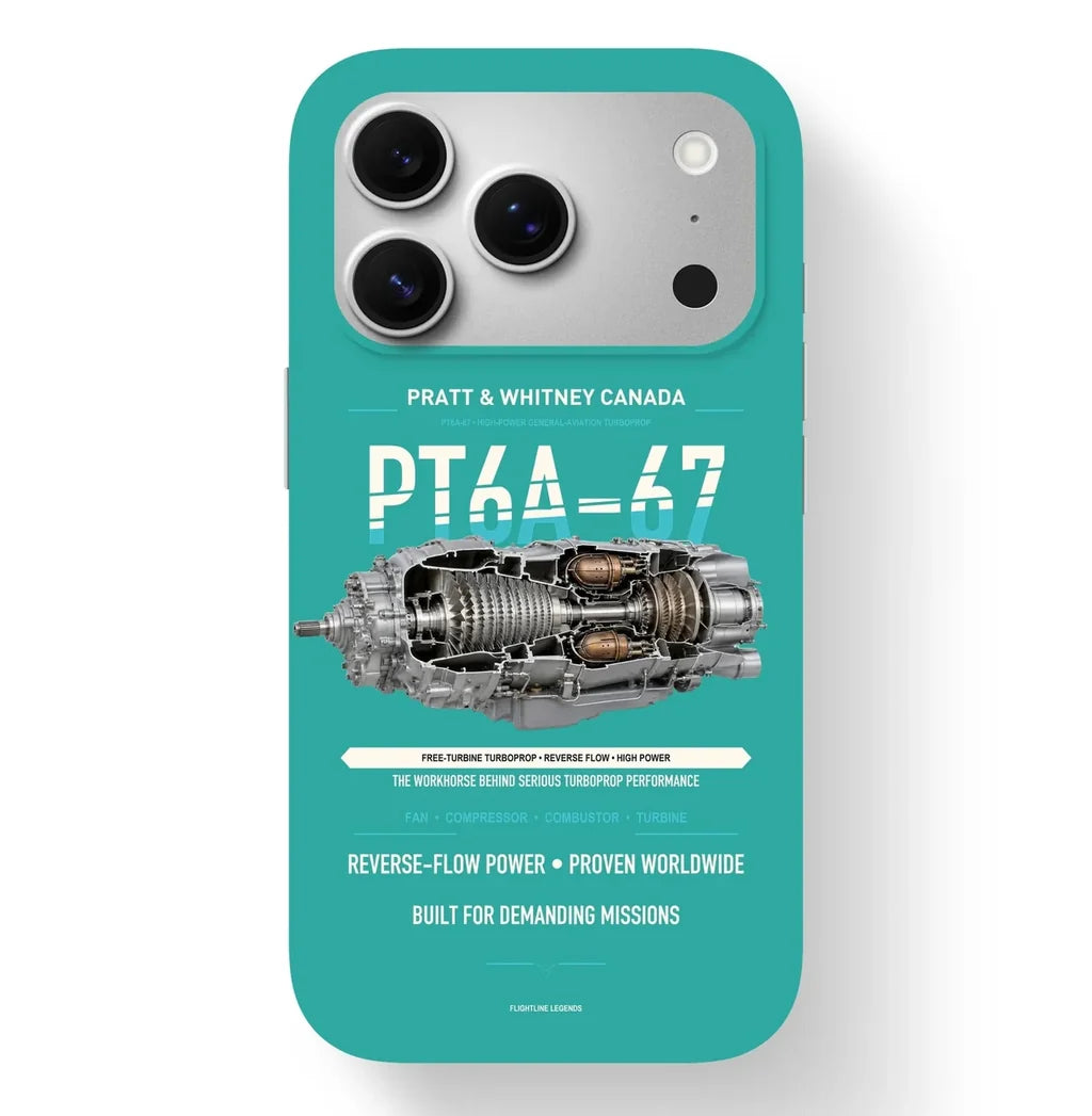 PT6A-67 Case design on turquoise iphone case
