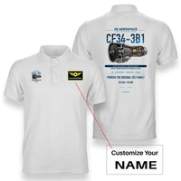 Thumbnail for CF34-3B1 design on white polo with custom name badge