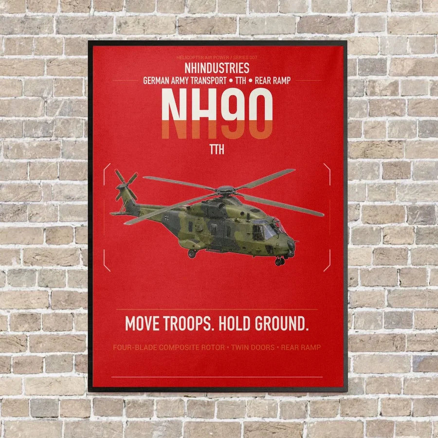 NHIndustries NH90 TTH vertical canvas print - framed - red background