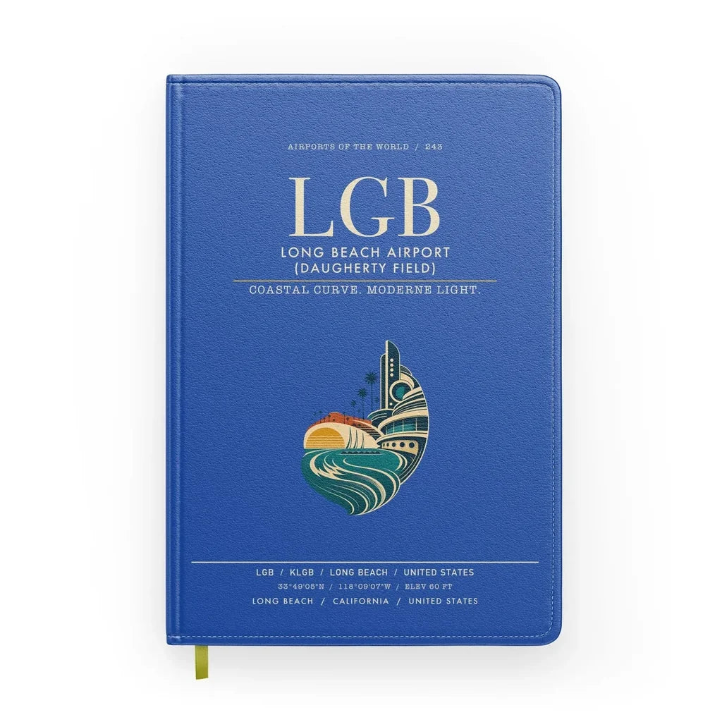 Long Beach Airport (Daugherty Field) (LGB) design on blue notebook