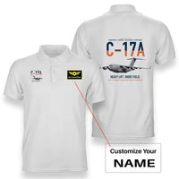 Thumbnail for C-17A Globemaster III design on white+name double-side polo t-shirt, double-side print