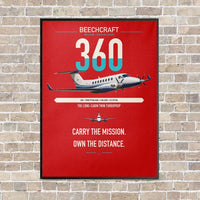 Thumbnail for Beechcraft King Air 360 vertical canvas print - framed - red background