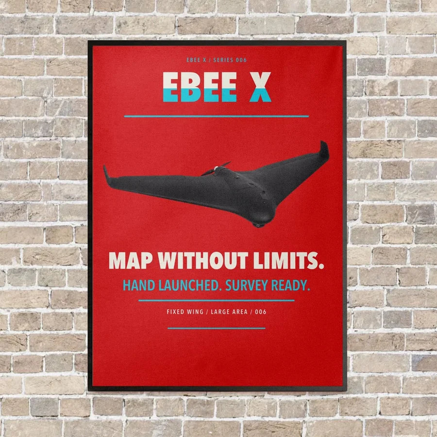 AgEagle eBee X vertical canvas print - framed - red background