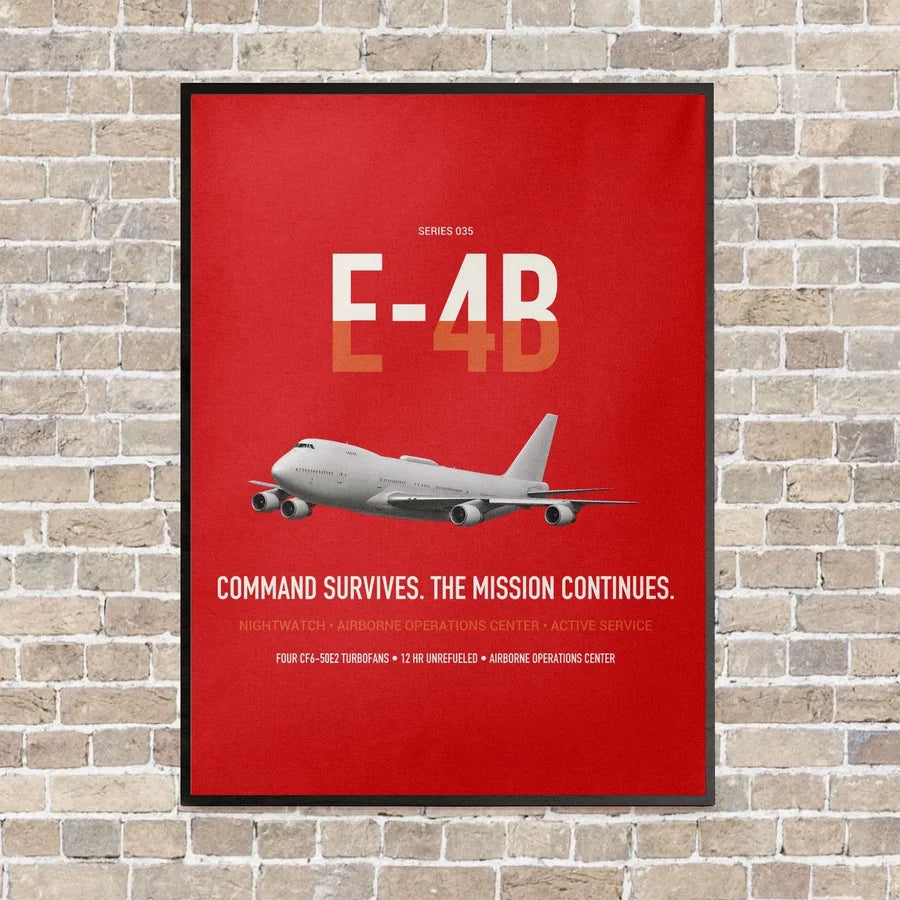 E-4B Nightwatch vertical canvas print - framed - red background