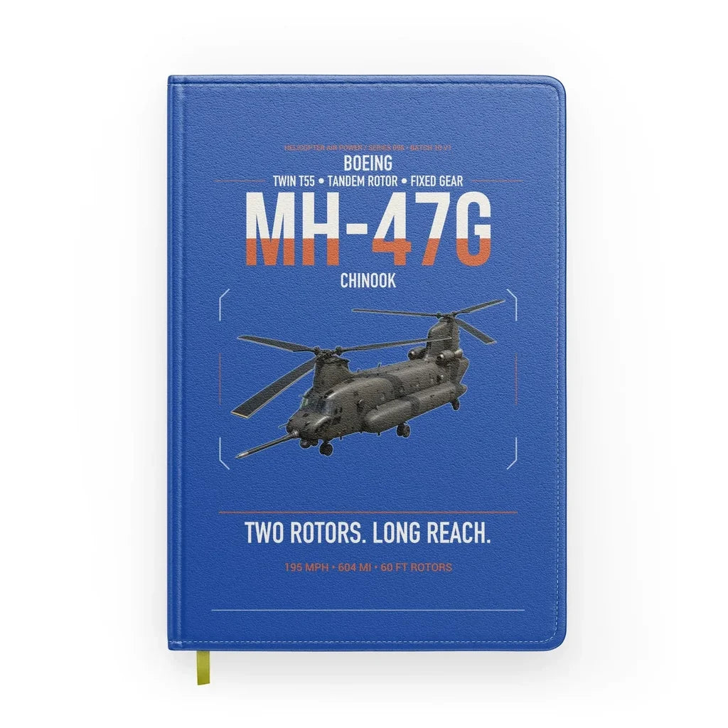 Boeing MH-47G Chinook design on blue notebook