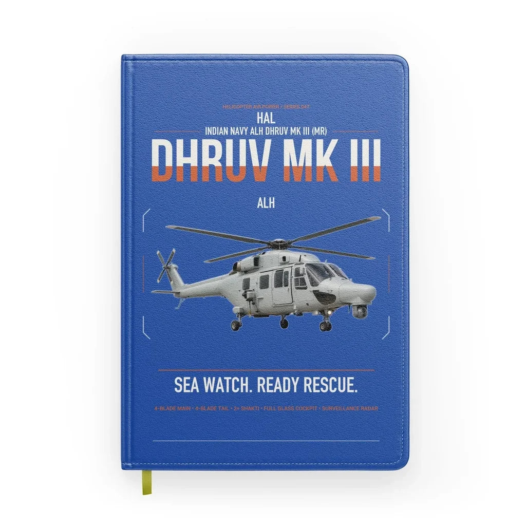 HAL ALH Dhruv Mk III design on blue notebook