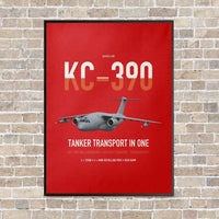 Thumbnail for Embraer KC-390 Millennium vertical canvas print - framed - red background