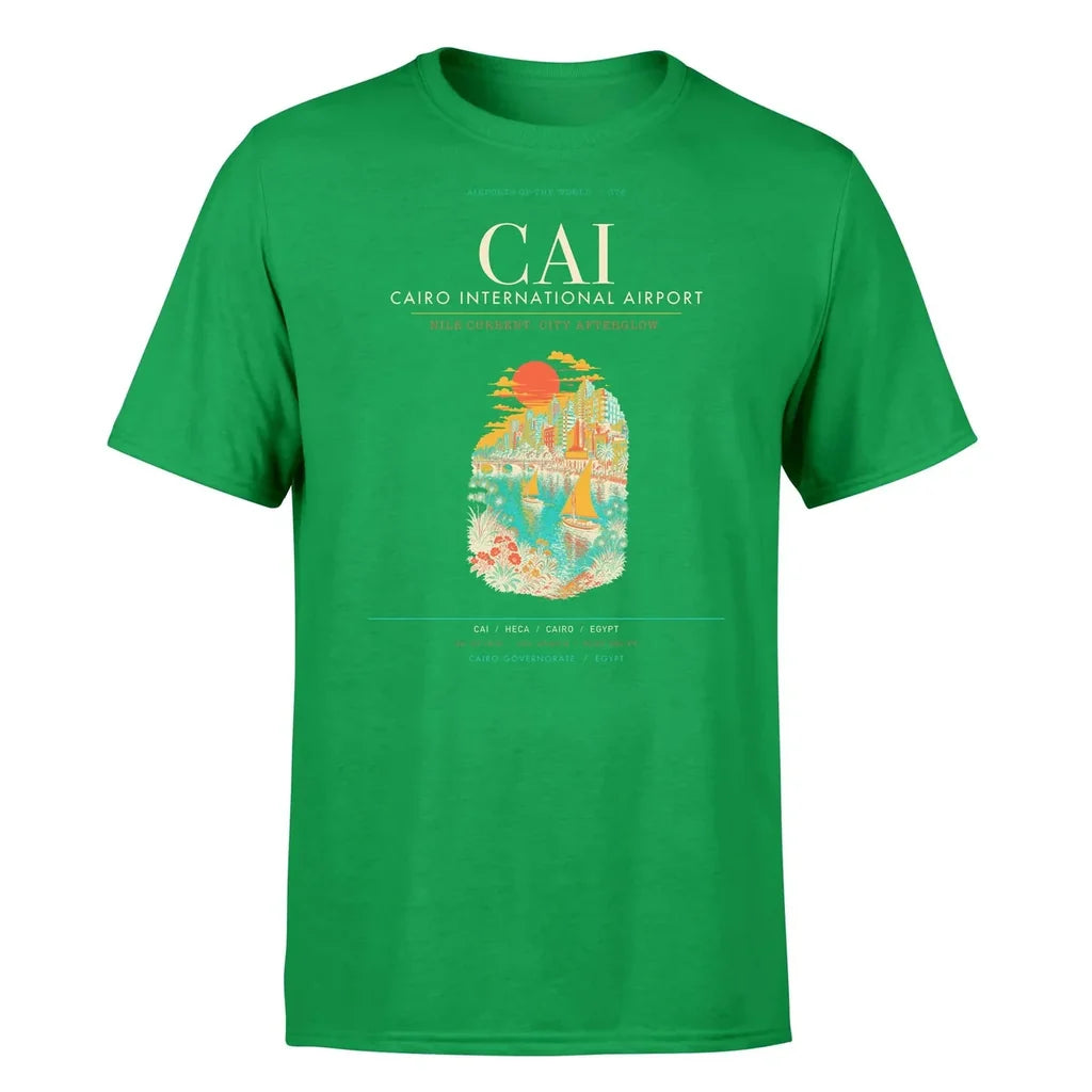Cairo Airport (CAI) T-Shirt single-side front print in Green | cairo-cai-airport-double-side-t-shirt