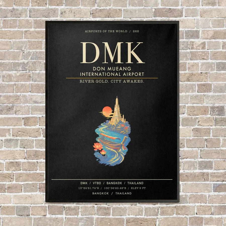 Don Mueang International Airport Bangkok DMK - Canvas Framed - Black
