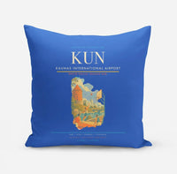 Thumbnail for Kaunas International Airport (KUN) design on blue pillow