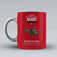 Thumbnail for NHIndustries NH90 TTH design on red ceramic mug, double-side print