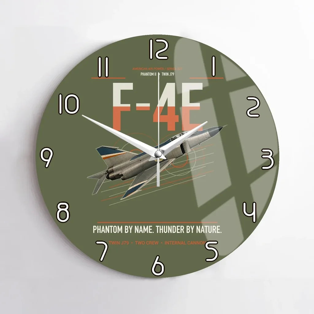 F-4E Phantom II design on green army no frame wall clock
