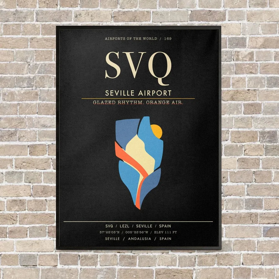 Seville Airport SVQ - Canvas Framed - Black