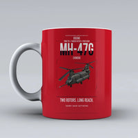 Thumbnail for Boeing MH-47G Chinook design on red ceramic mug, double-side print