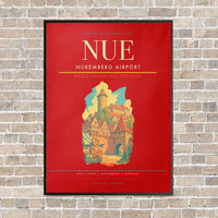 Thumbnail for Nuremberg Airport NUE vertical canvas print - framed - red background