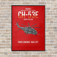 Thumbnail for Sikorsky CH-53E Super Stallion vertical canvas print - framed - red background