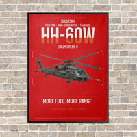 Thumbnail for Sikorsky HH-60W Jolly Green II vertical canvas print - framed - red background
