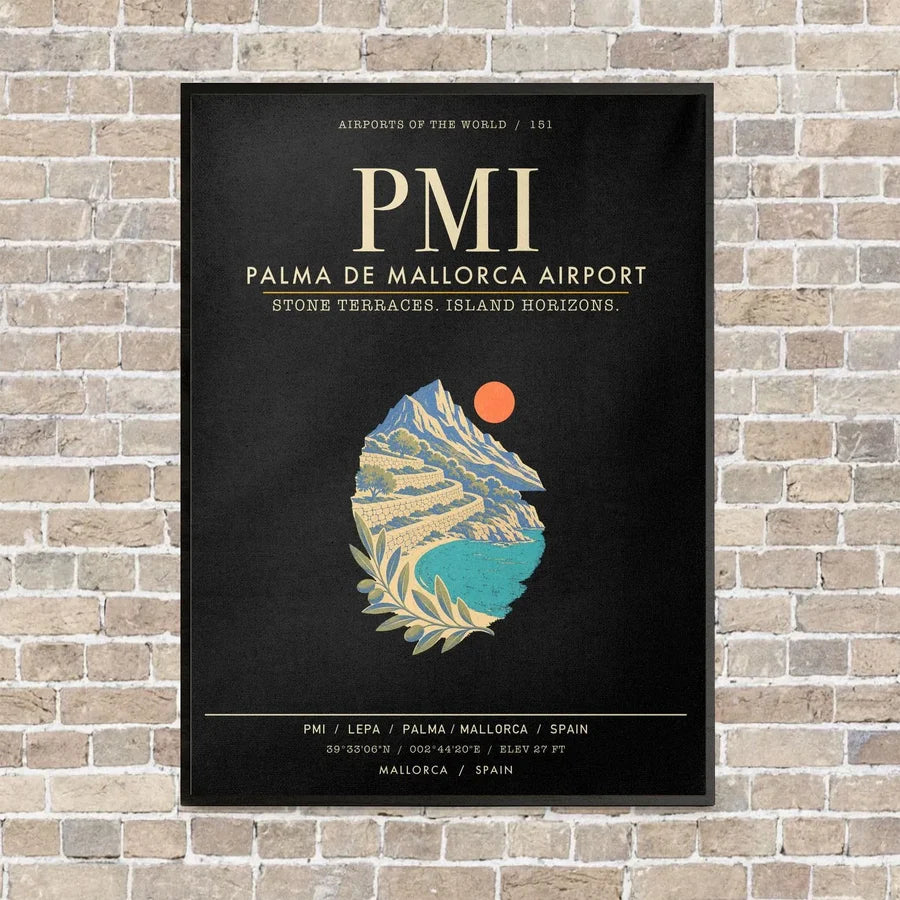 Palma de Mallorca Airport PMI - Canvas Framed - Black