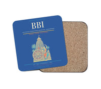 Thumbnail for Biju Patnaik International Airport (BBI) design on blue 1 piece coaster