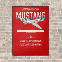 Thumbnail for Cessna Citation Mustang vertical canvas print - framed - red background