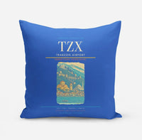 Thumbnail for Trabzon Airport (TZX) design on blue pillow