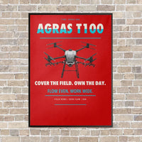 Thumbnail for DJI Agras T100 vertical canvas print - framed - red background
