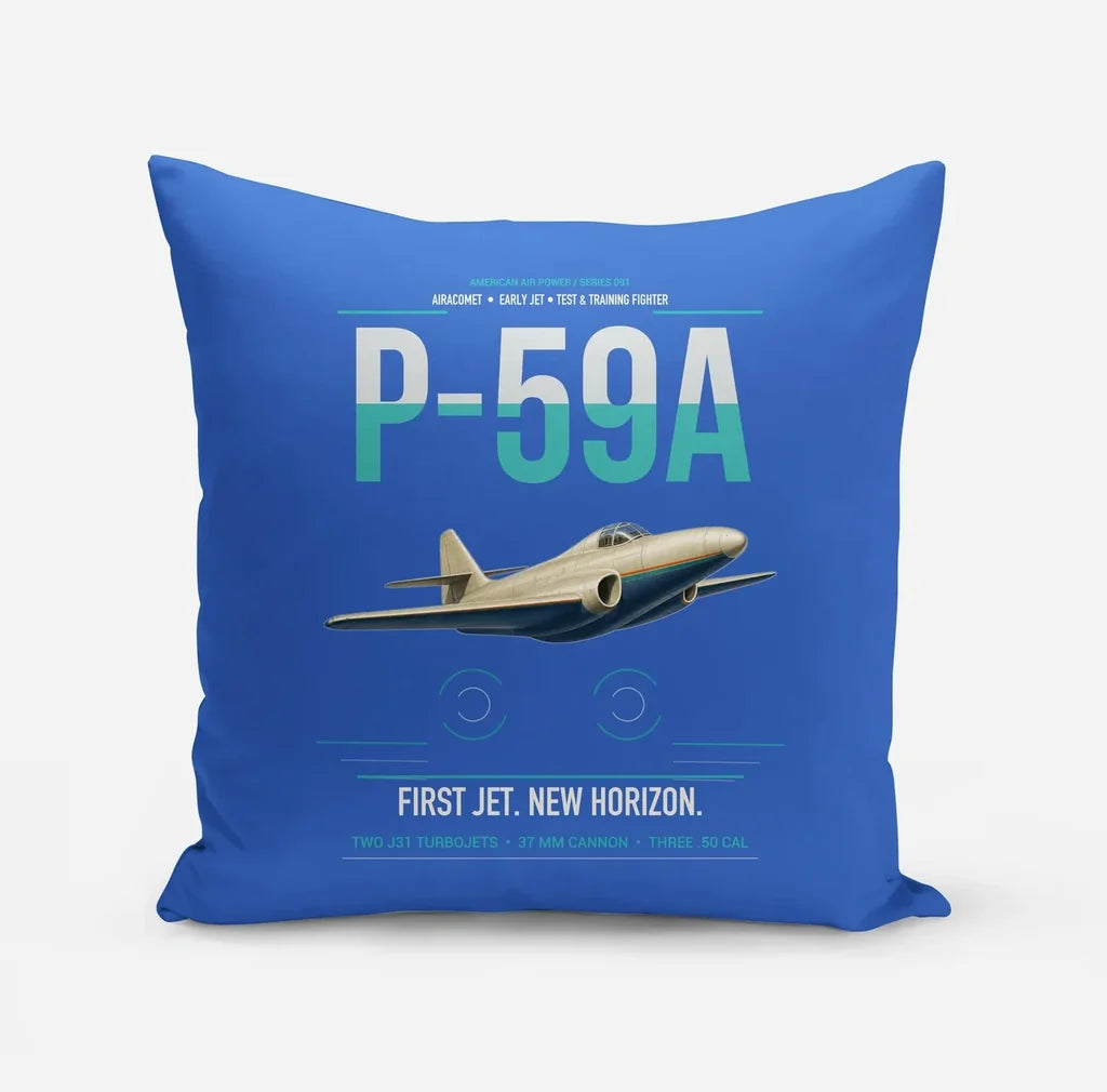 P-59A Airacomet design on blue pillow