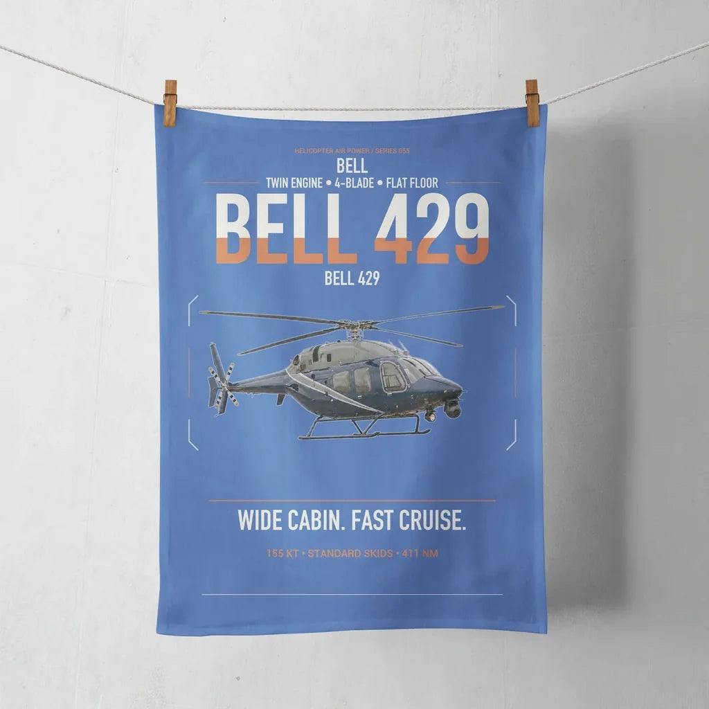 Bell 429 design on blue towel