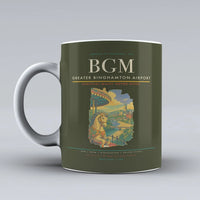 Thumbnail for Greater Binghamton Airport (BGM) airport code design on green army ceramic mug