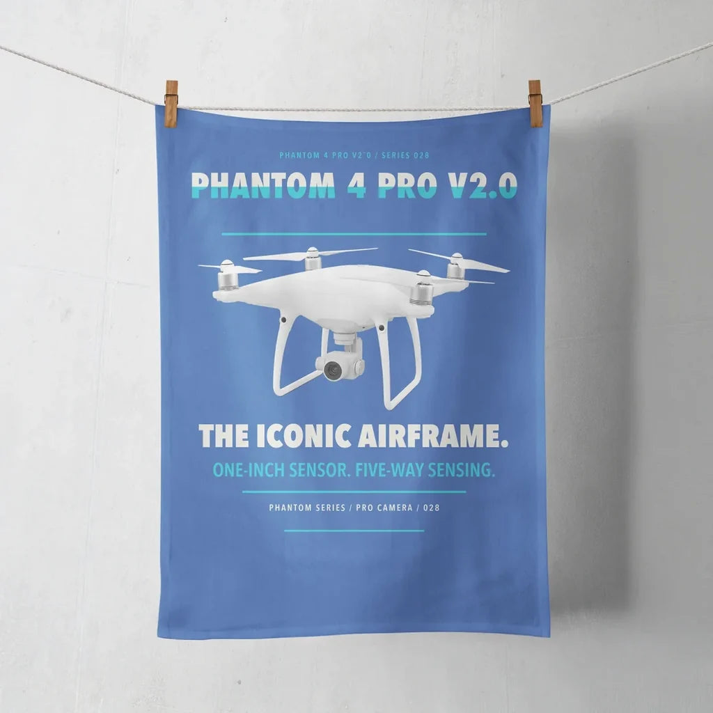 DJI Phantom 4 Pro V2.0 design on blue towel