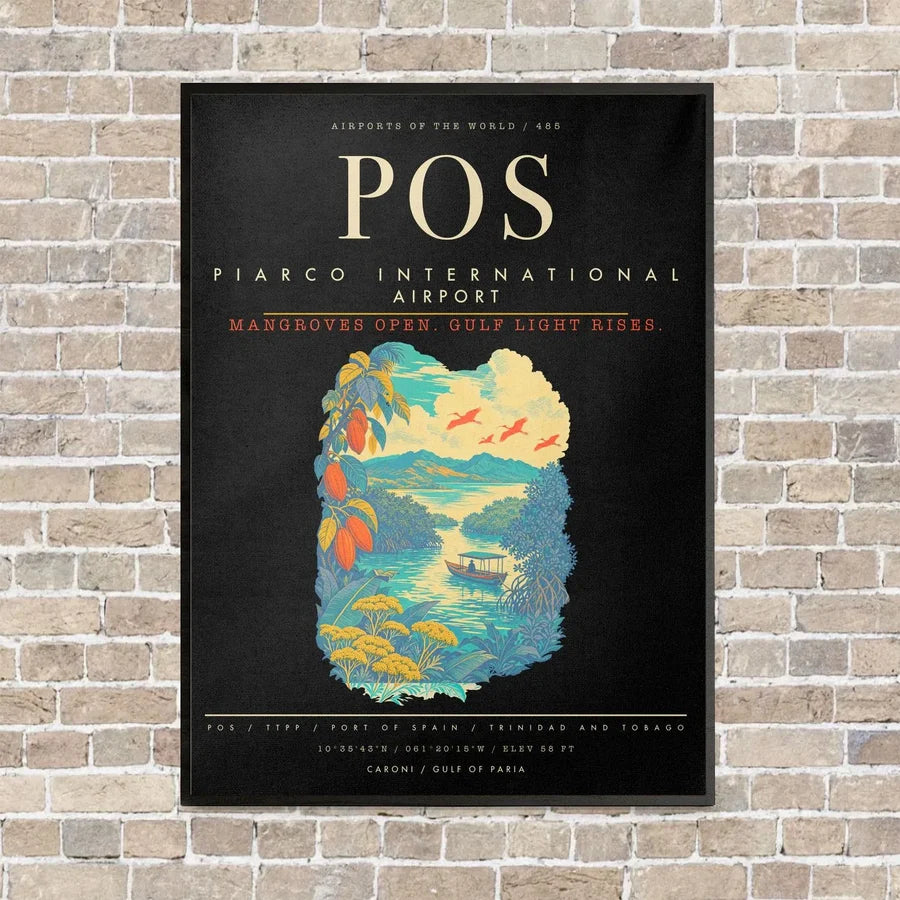 Piarco International Airport POS - Canvas Framed - Black