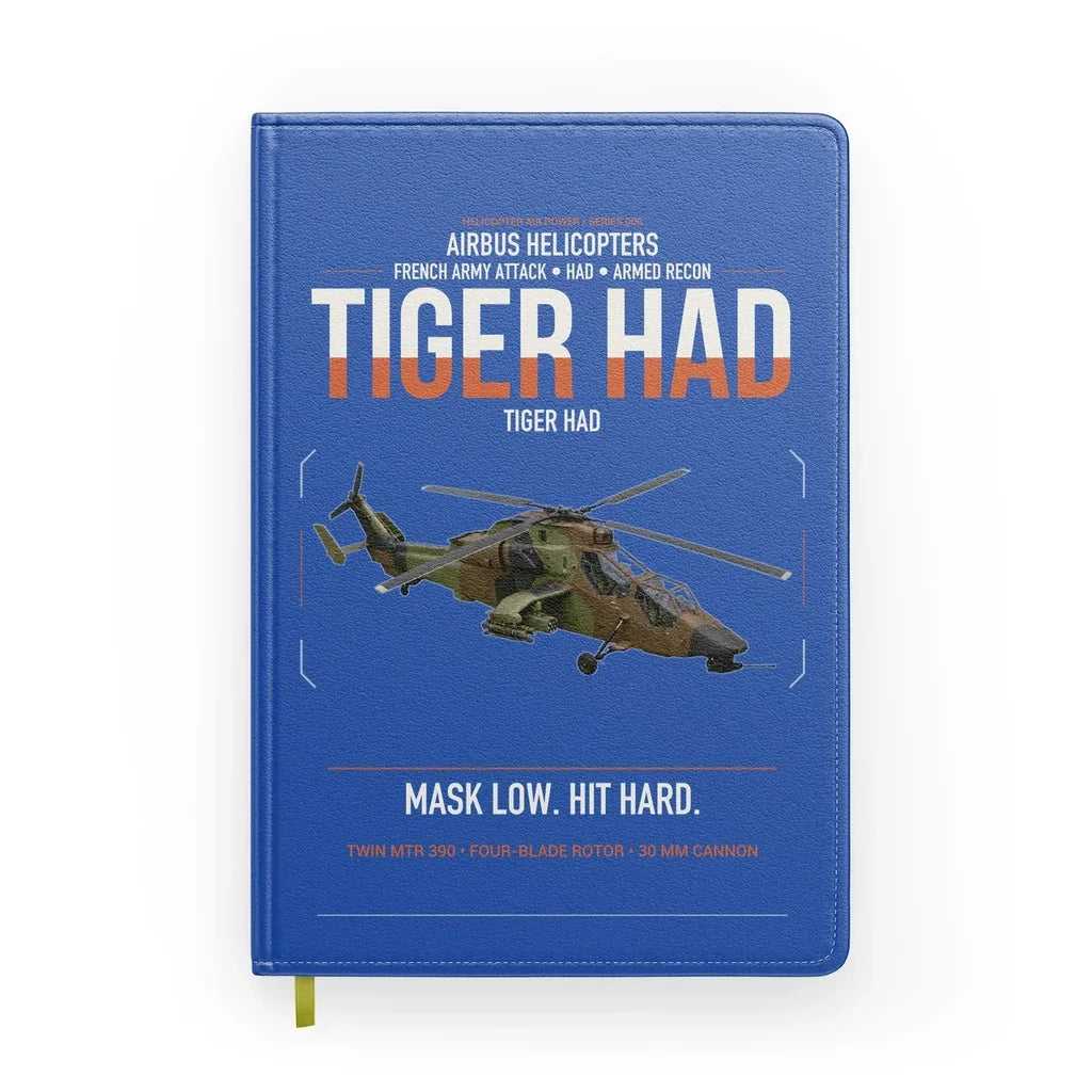 Airbus Helicopters Tiger HAD design on blue notebook