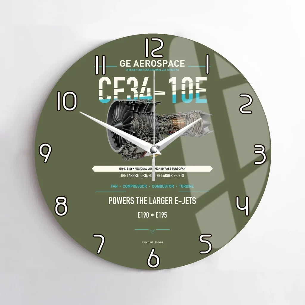 CF34-10E design on green army no frame wall clock