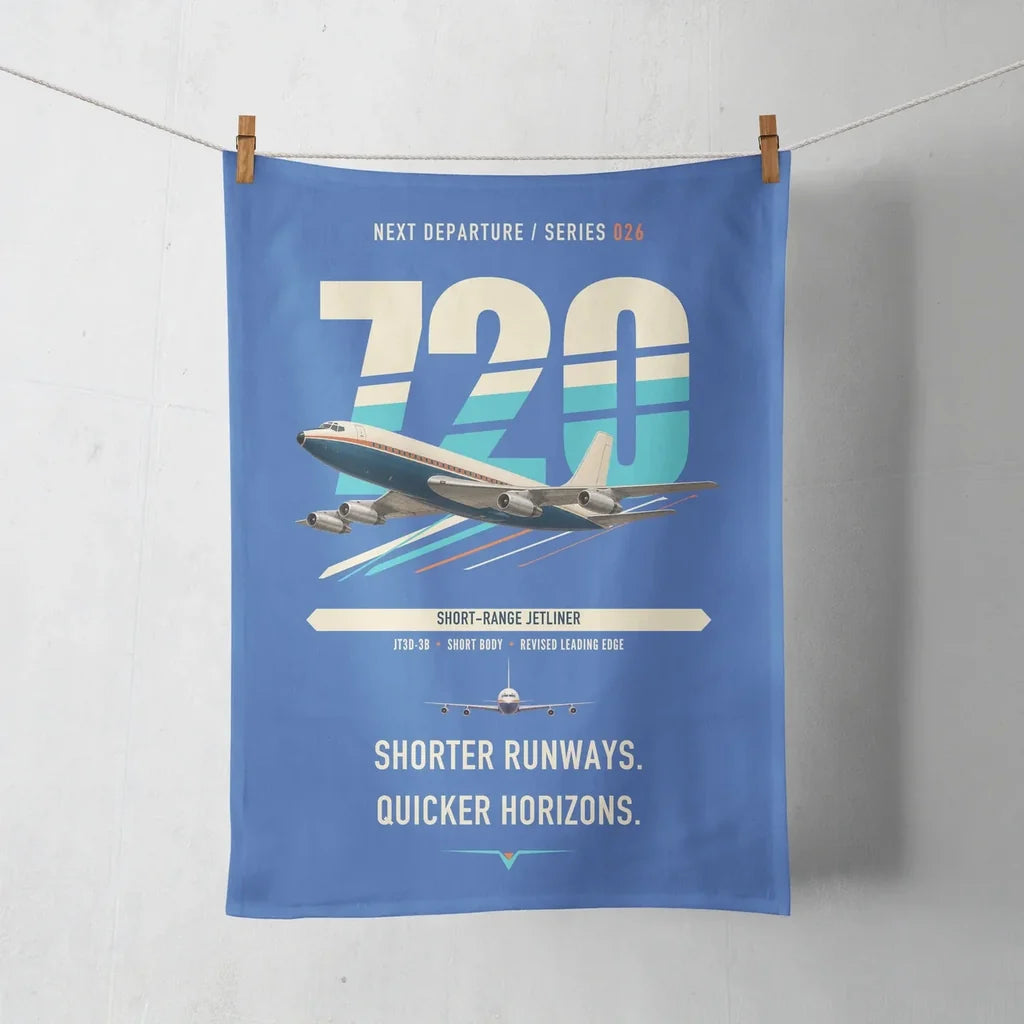 Boeing 720B design on blue towel