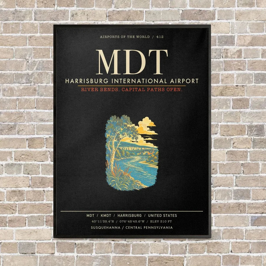 Harrisburg International Airport MDT - Canvas Framed - Black