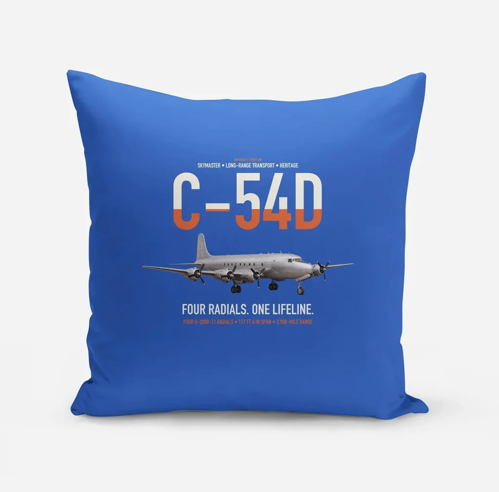 C-54D Skymaster design on blue pillow
