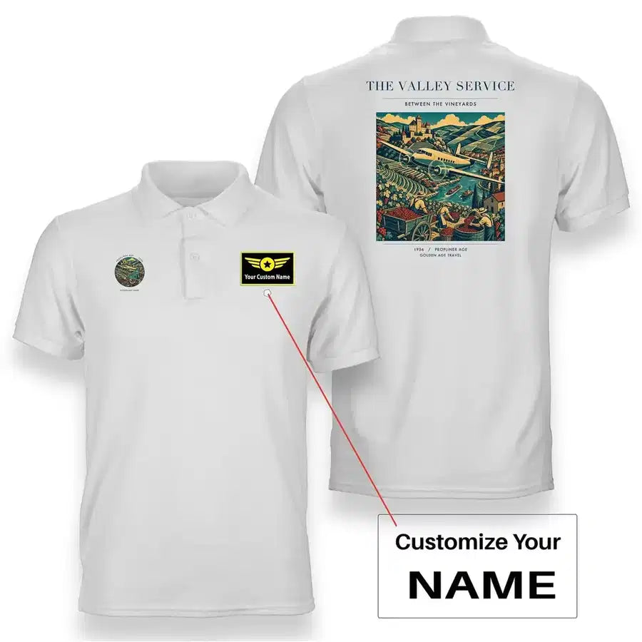 VINTAGE G4110 - The Valley Service - Double-Side Polo T-Shirt design on white+name