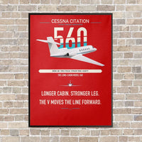 Thumbnail for Cessna Citation 560 - Citation V vertical canvas print - framed - red background