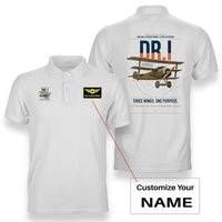 Thumbnail for Fokker Dr.I design on white+name double-side polo t-shirt, double-side print