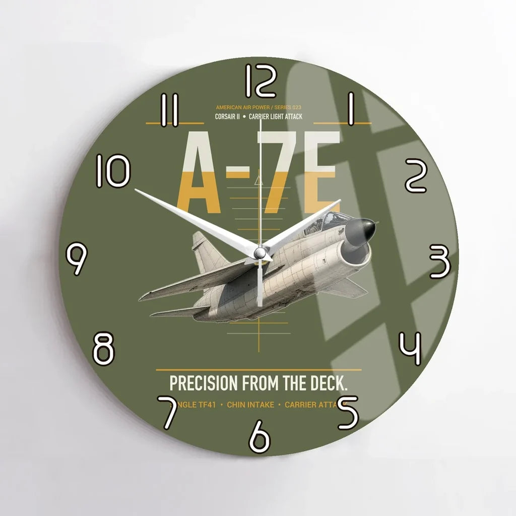 A-7E Corsair II design on green army no frame wall clock