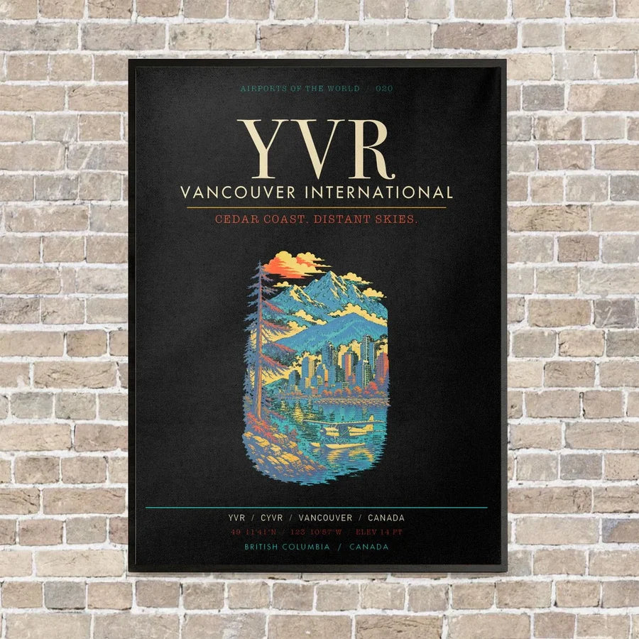 Vancouver International Airport YVR - Canvas Framed - Black
