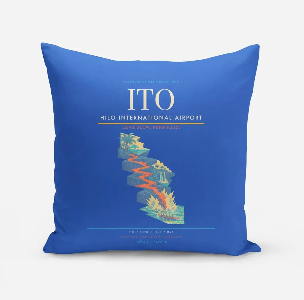 Hilo International Airport (ITO) design on blue pillow