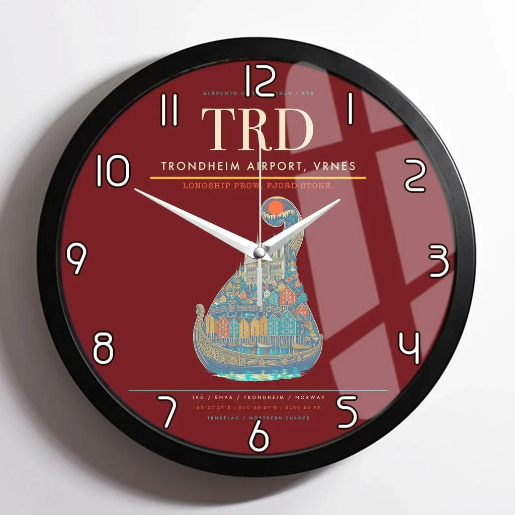 Trondheim Airport Vrnes TRD Wall-Clock Framed - Dark Red