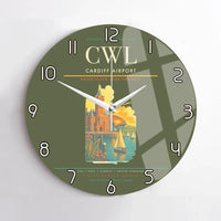 Thumbnail for Cardiff Airport (CWL) design on green army no frame wall clock