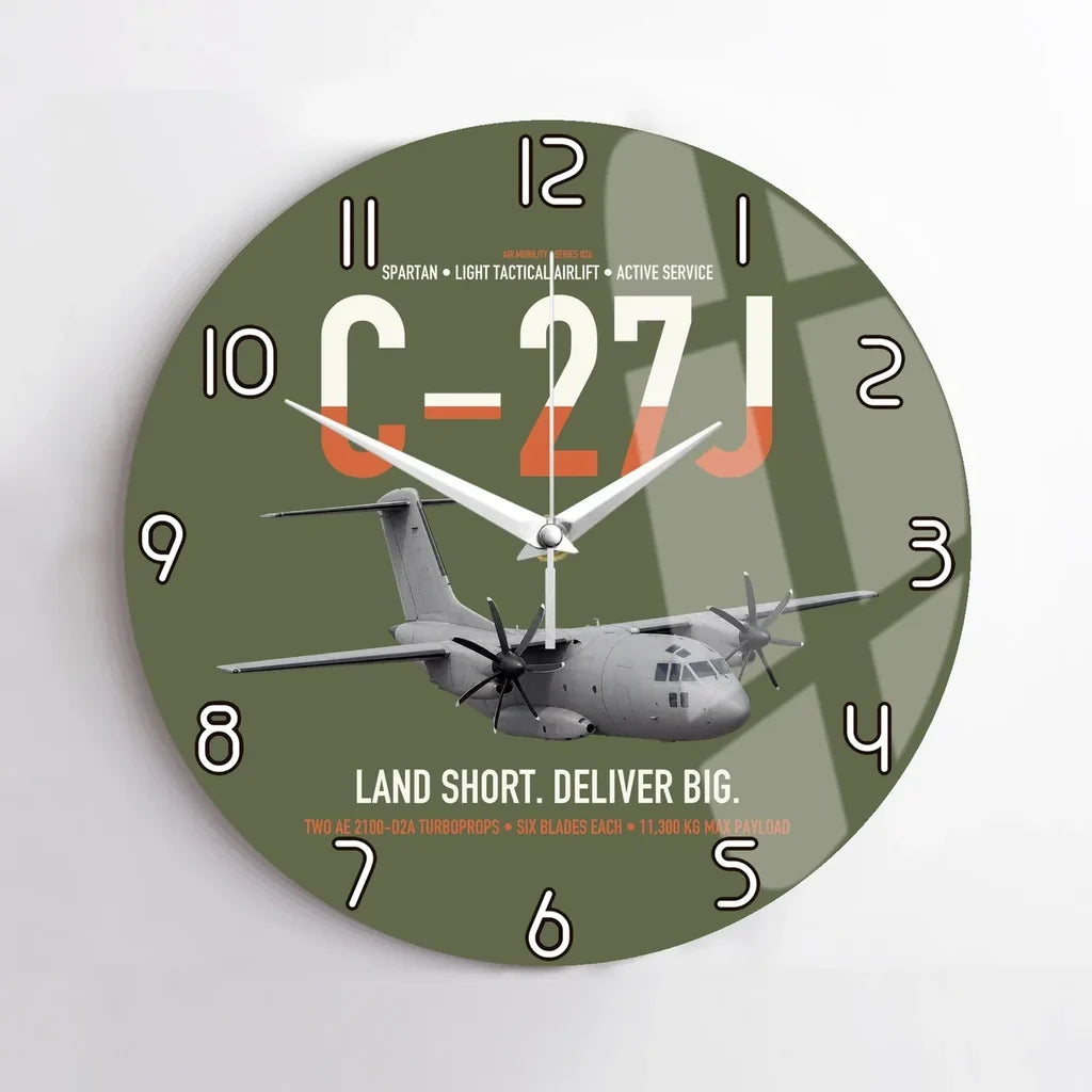 C-27J Spartan design on green army no frame wall clock