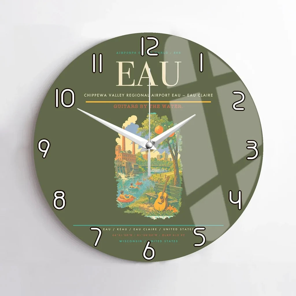 Chippewa Valley Regional Airport (EAU) design on green army no frame wall clock