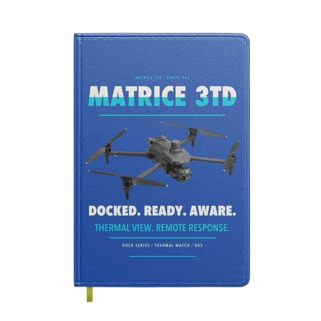 DJI Matrice 3TD design on blue notebook