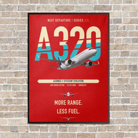 Thumbnail for Airbus A320neo vertical canvas print - framed - red background